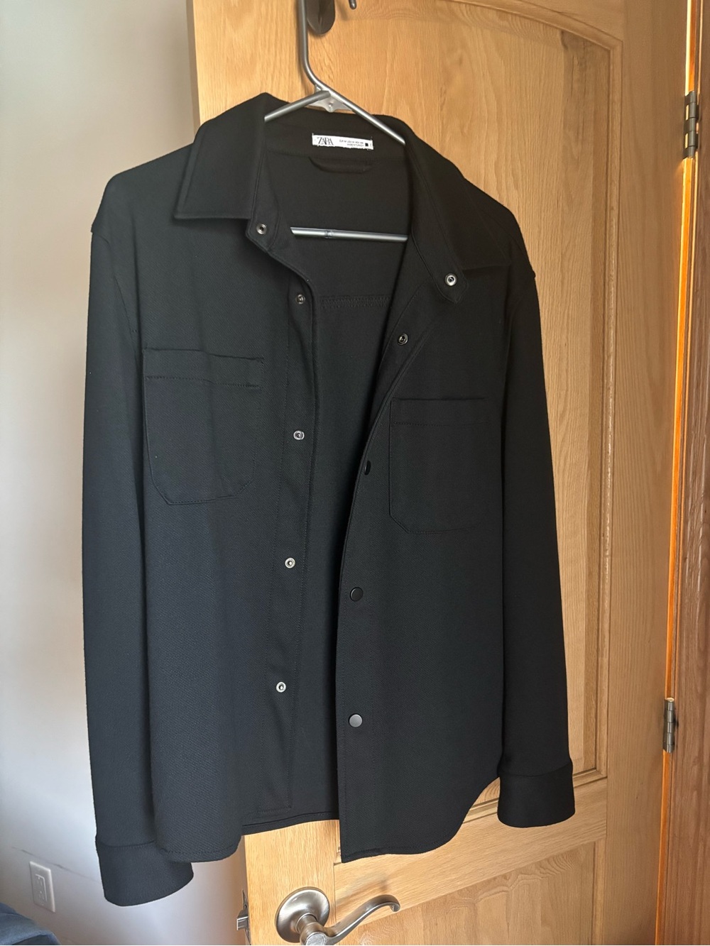 Zara Black Lightweight Overshirt with Snap Buttons
